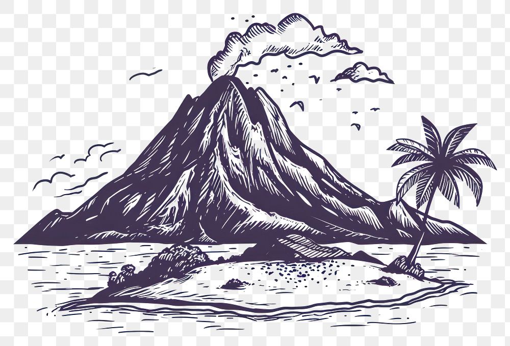 PNG Dormant volcanoon an island drawing mountain outdoors.