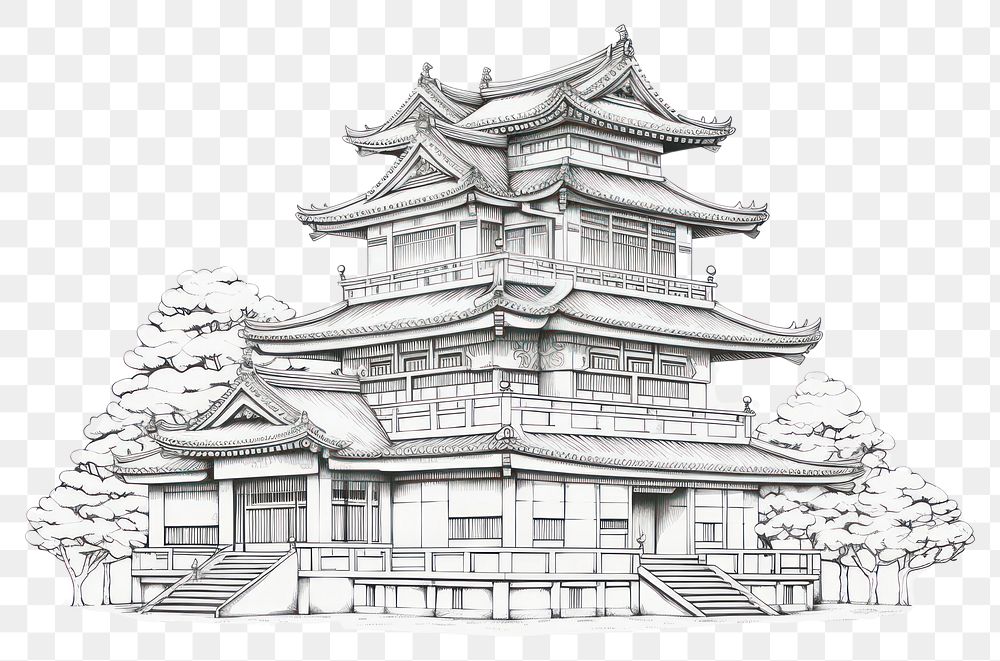 PNG  Japanese building drawing architecture sketch.