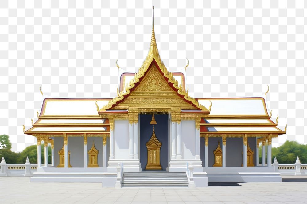 PNG  Thai temple architecture building pagoda. AI generated Image by rawpixel.