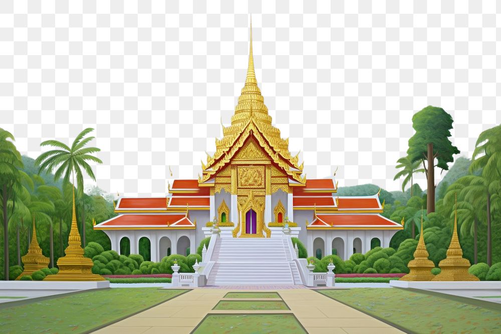 PNG  Thai temple architecture building outdoors. AI generated Image by rawpixel.