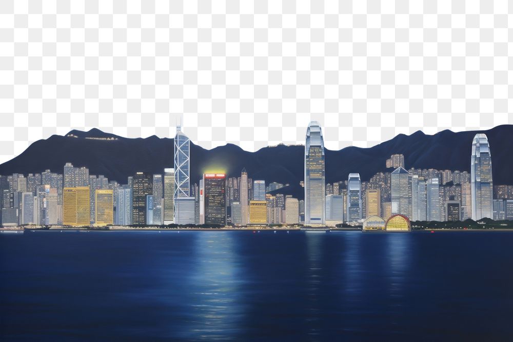 PNG  Hongkong landscape city architecture. AI generated Image by rawpixel.