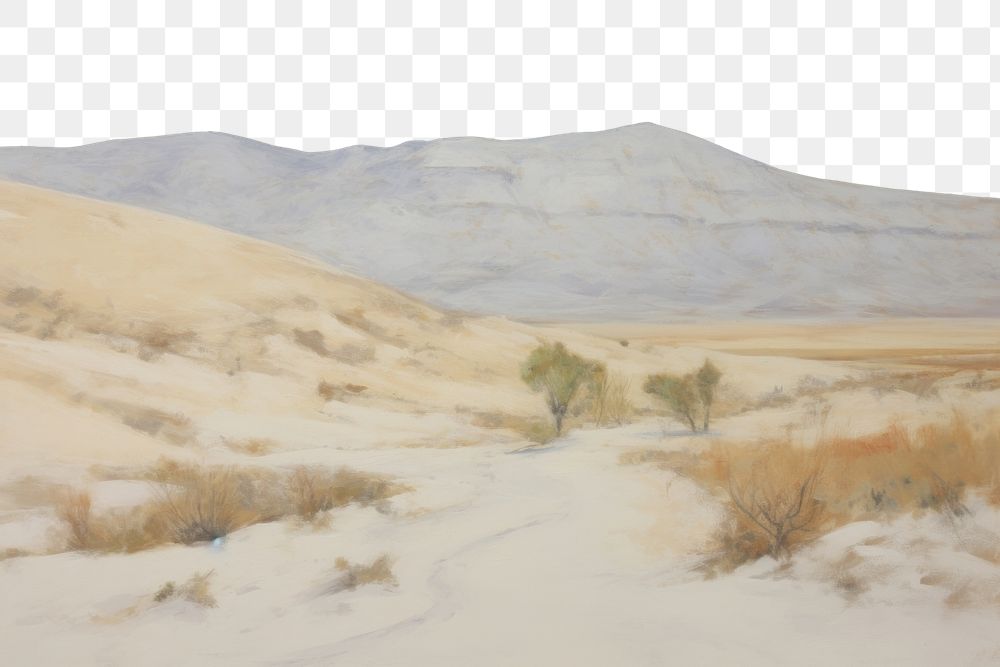 PNG  Snowfall in the desert painting landscape outdoors. AI generated Image by rawpixel.