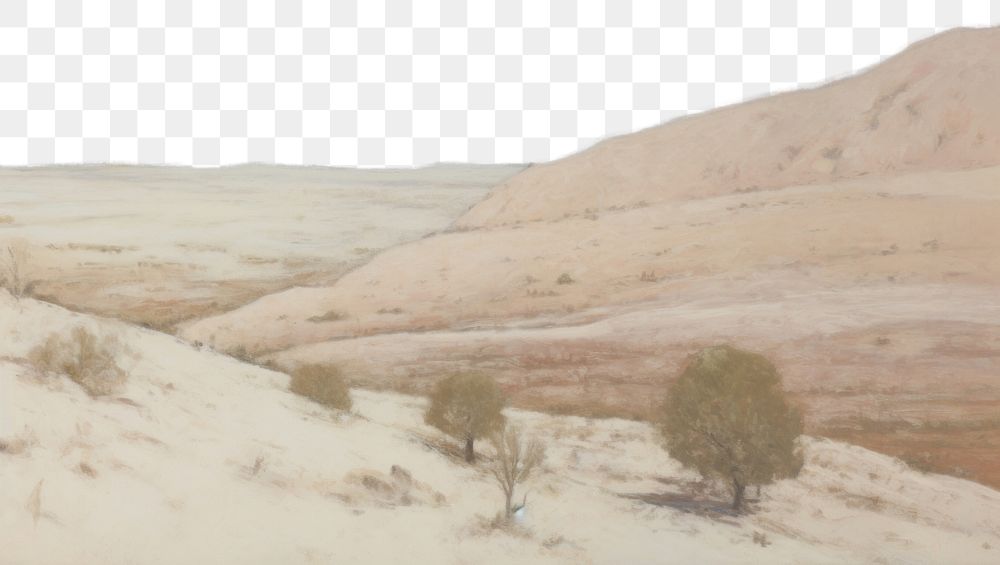 PNG  Snowfall in the desert painting landscape outdoors. AI generated Image by rawpixel.