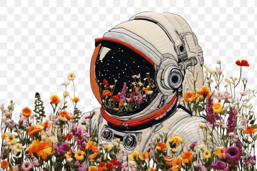 PNG  An astronaut helmet flower outdoors nature.