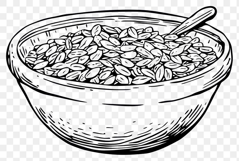 PNG Raisin oats cokke drawing bowl food.