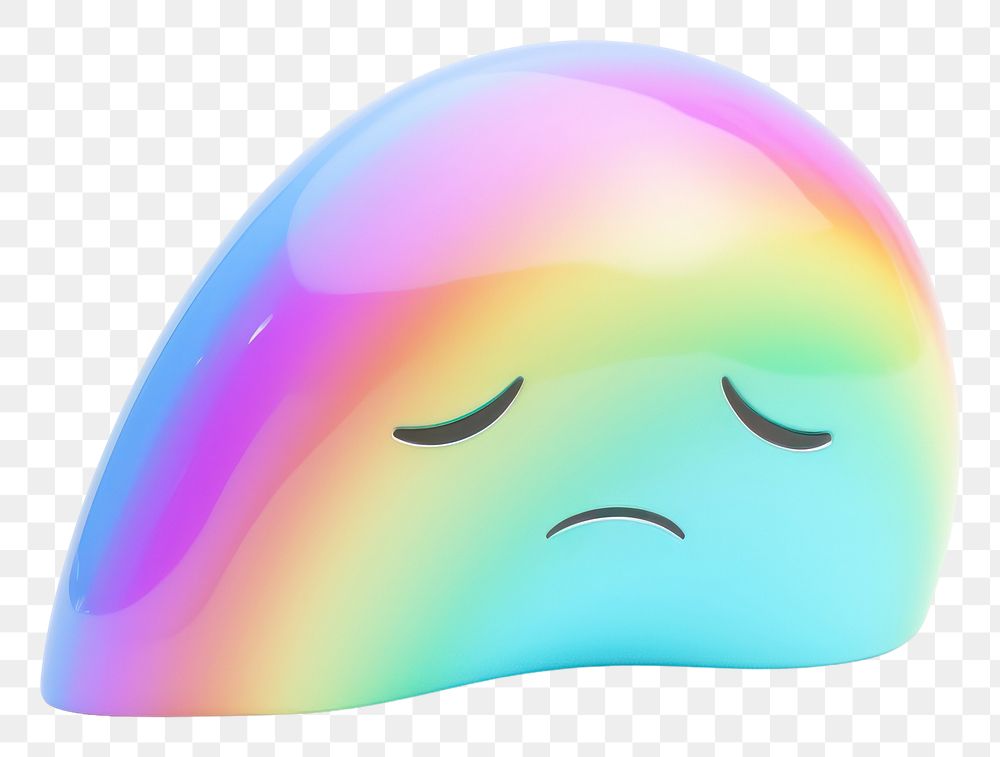 PNG  Sad emoji iridescent white background investment relaxation.