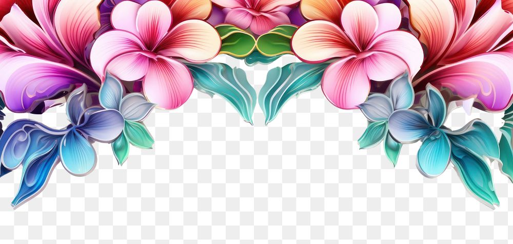 PNG  Tropical flowers borders iridescent backgrounds pattern petal.