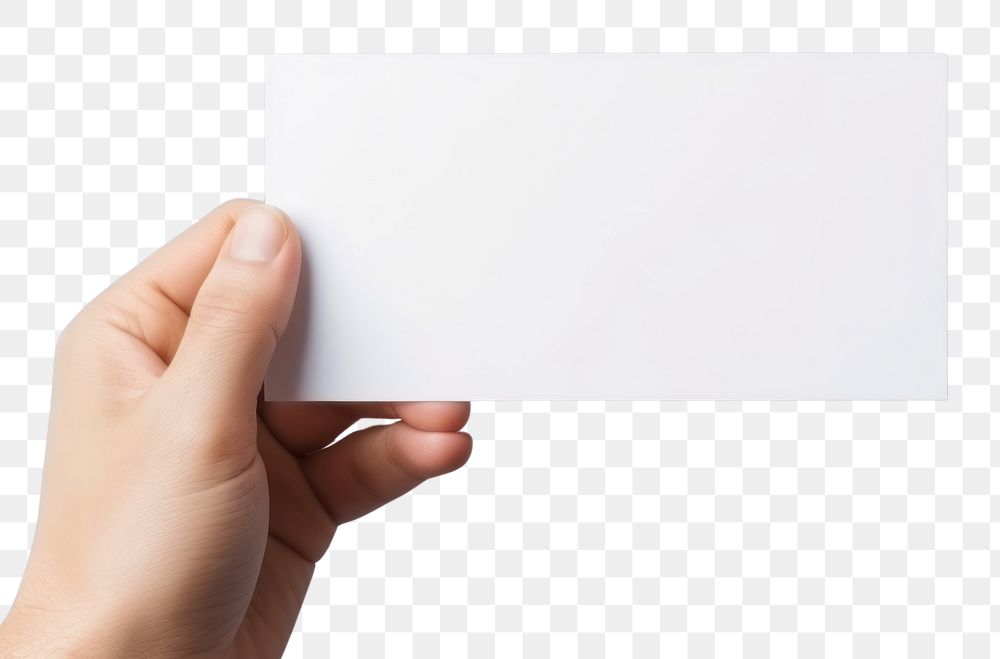 PNG Name card mockup holding white paper.
