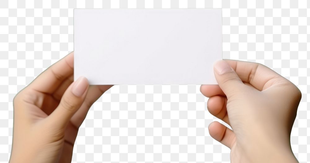 PNG Name card mockup holding paper hand.