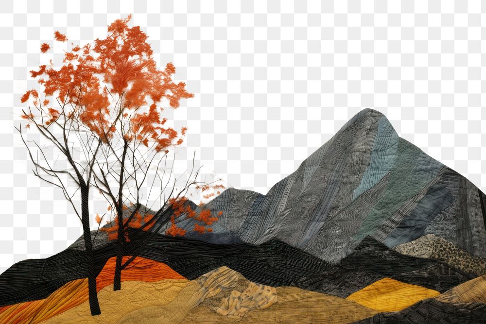 PNG Autumn mountain landscape outdoors painting.