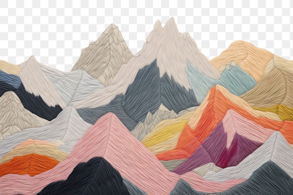 PNG Mountain range landscape painting textile.