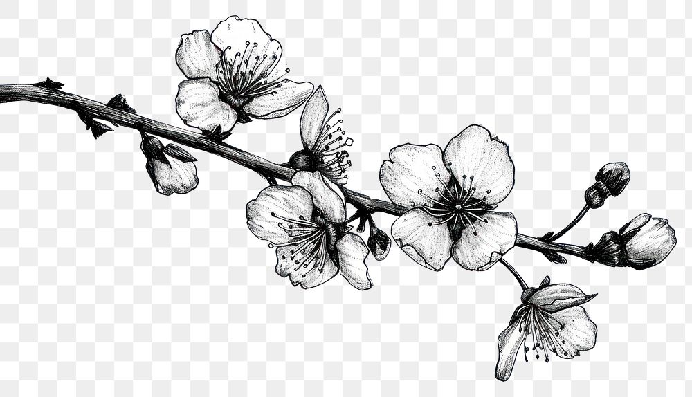 PNG Blossom drawing flower sketch.