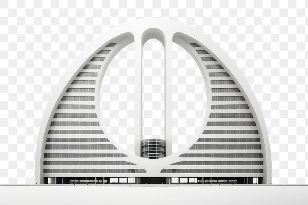PNG  Retro modern tall arch shape office skyscraper architecture building monochrome. AI generated Image by rawpixel.