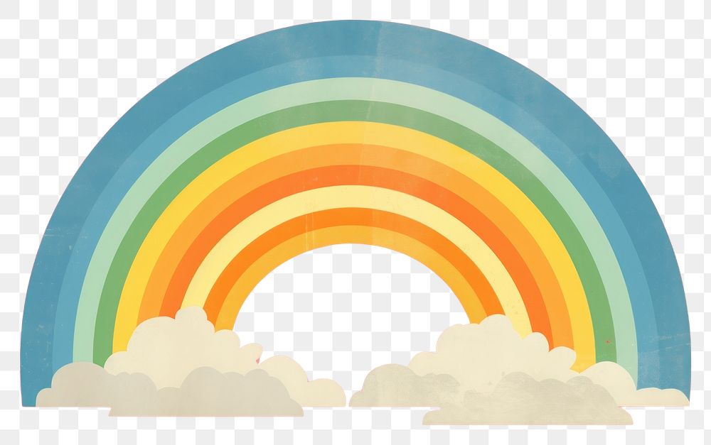 PNG Collage Retro dreamy rainbow art painting sky.