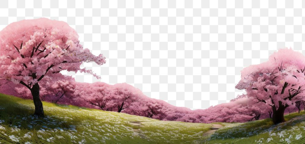 PNG Cherry blossom forest landscape nature outdoors. AI generated Image by rawpixel.