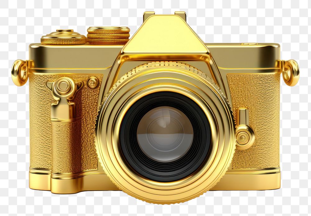 PNG Camera gold white background photographing.