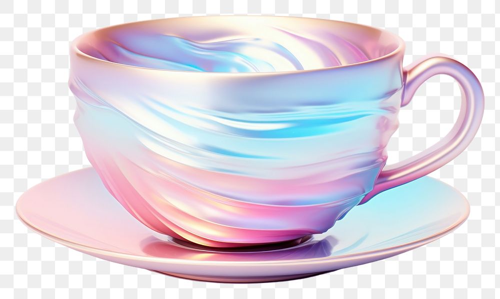 PNG Cup iridescent cup saucer coffee.