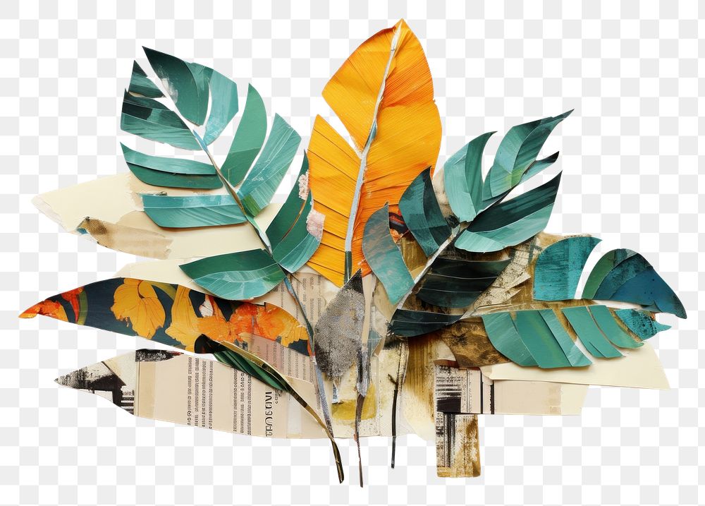 PNG Tropical leaf collage plant art. AI generated Image by rawpixel.