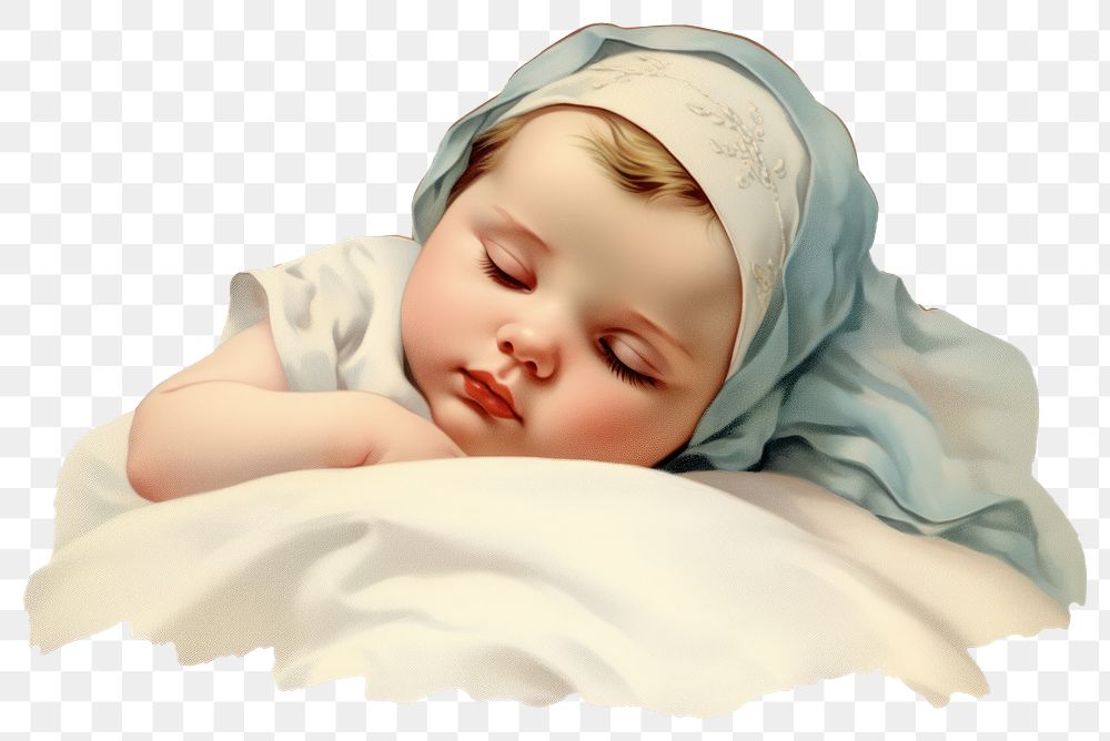 PNG  Newborn baby sleeping portrait.