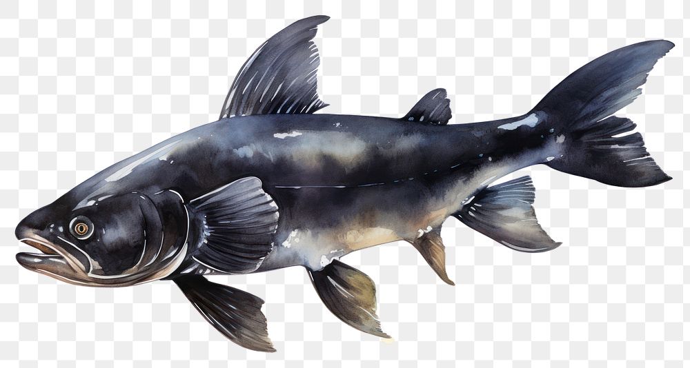PNG  Black Catfish animal white background underwater.