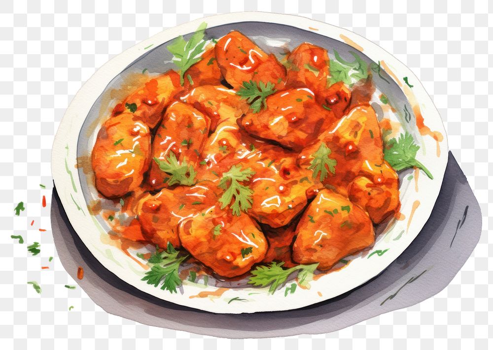 PNG  Chicken tikka masala plate food meal.