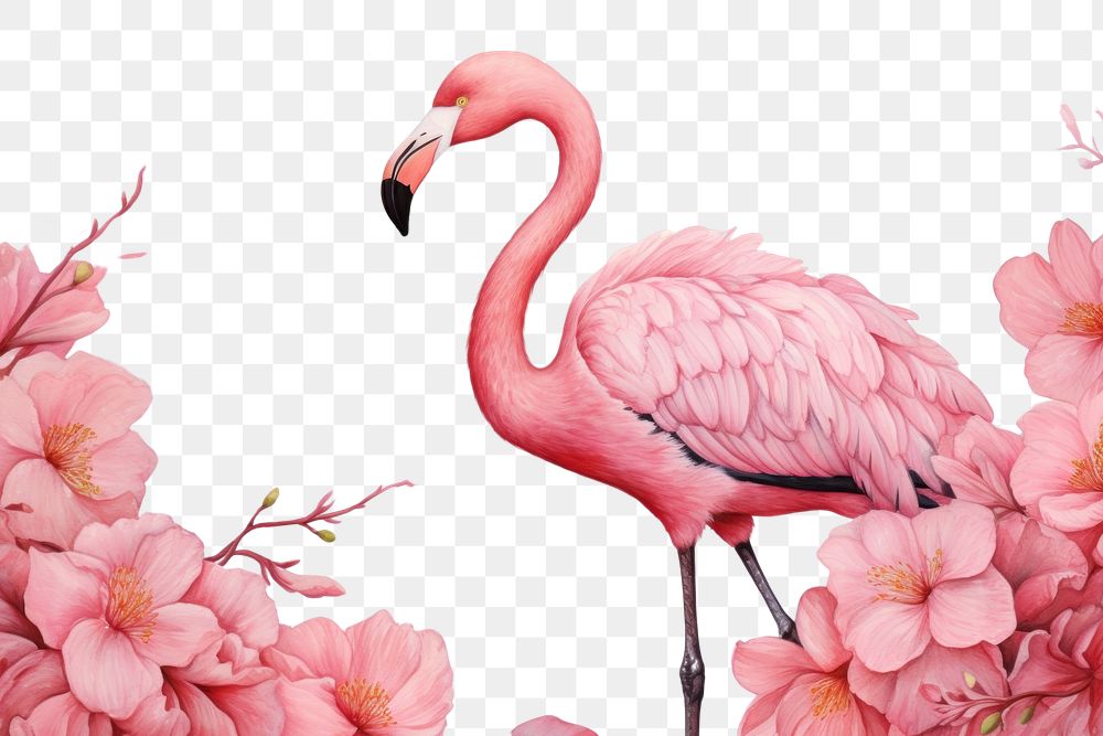 PNG Watercolor pink background no details flamingo animal flower.
