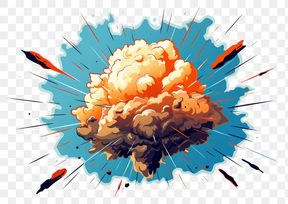 PNG Cartoon illustration of bomb explosion cartoon destruction splattered.