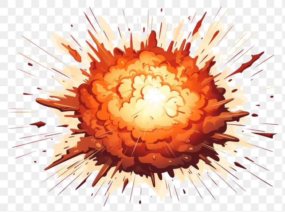 PNG Cartoon illustration of explosion white background destruction splattered.