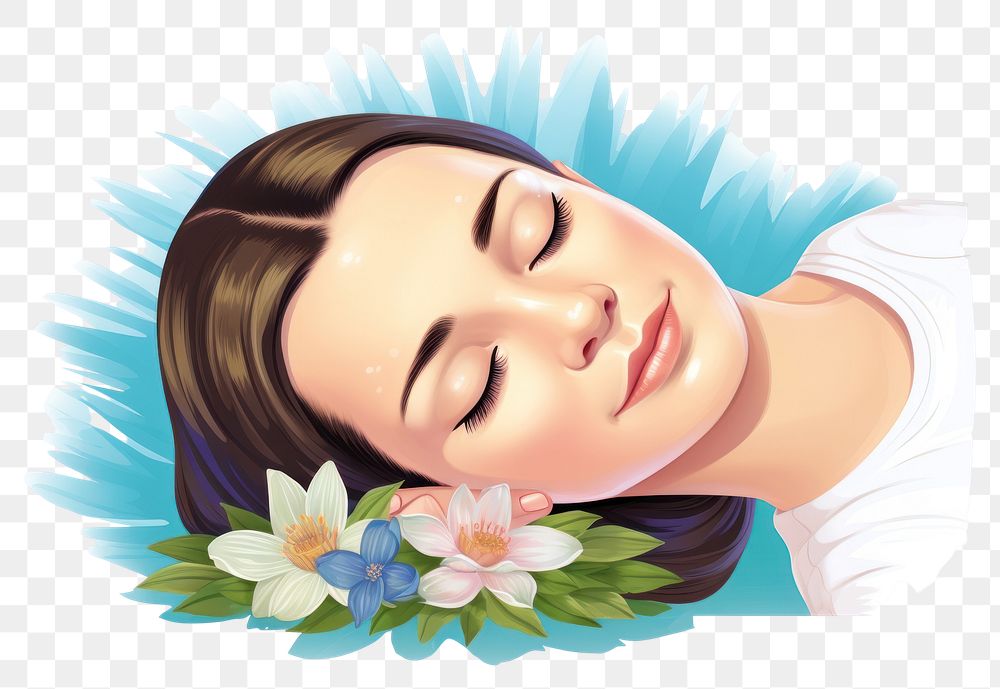 PNG Clipart head massage illustration sleeping portrait flower.