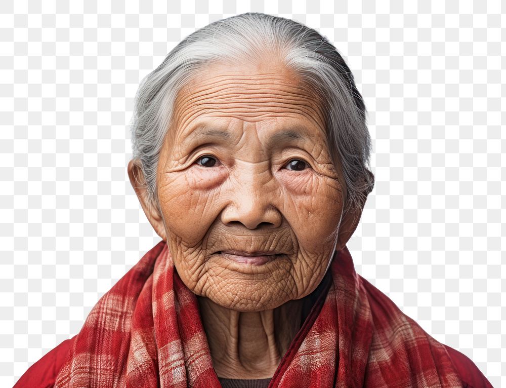 PNG Elderly east asian woman adult white background grandparent.
