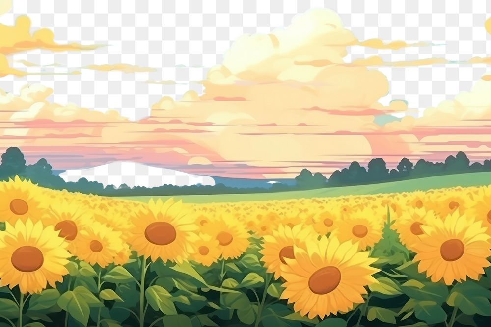 PNG Sunflower field landscape backgrounds outdoors.