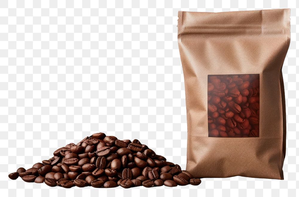 PNG Empty resealable coffee bean bag coffee beans ingredient container.
