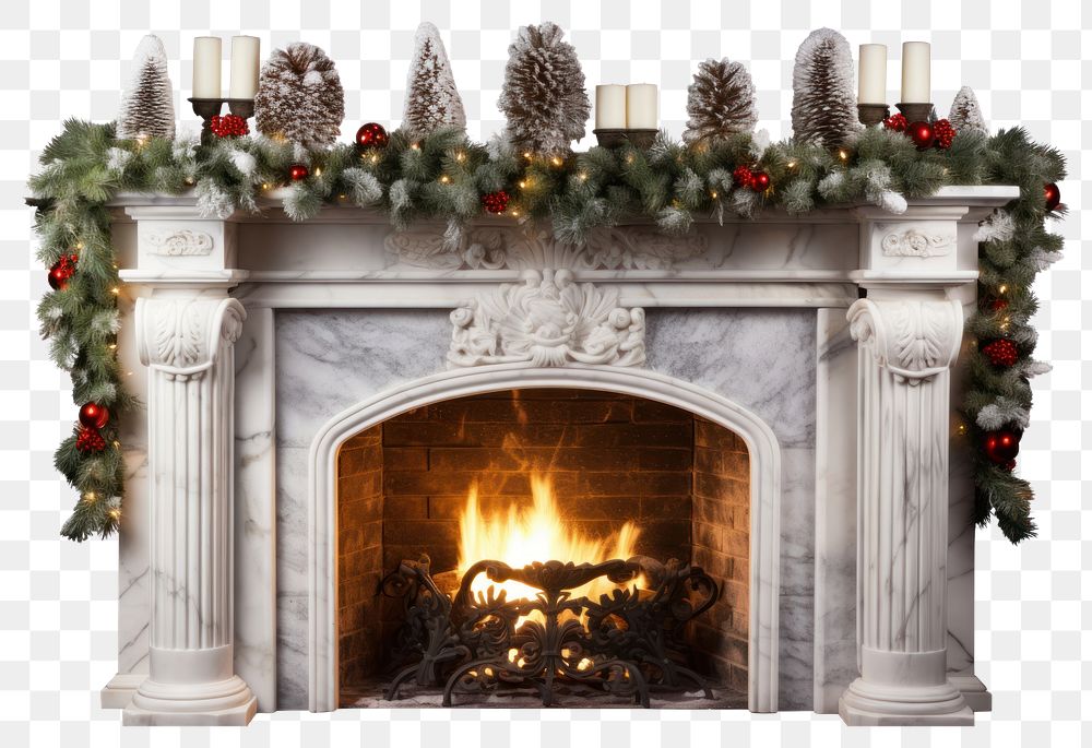 PNG Fireplace christmas hearth architecture.