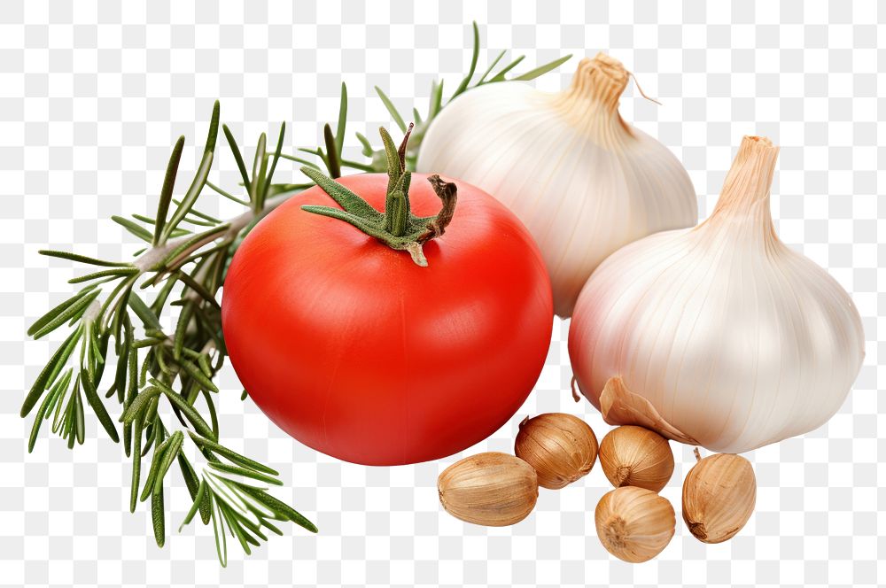 PNG  Garlic tomato vegetable rosemary.