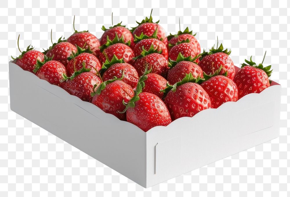 PNG Strawberry box with blank label mockup packaging fruit plant food.