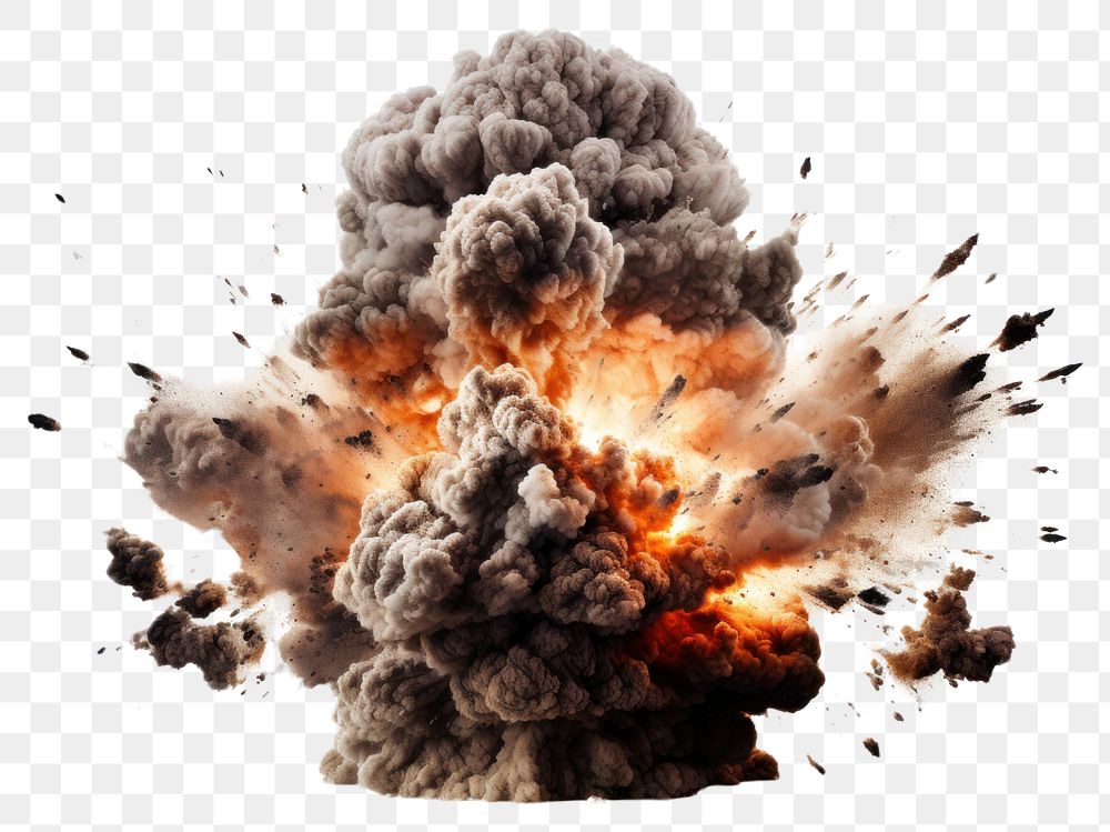 PNG Bomb explosion fire white background destruction.
