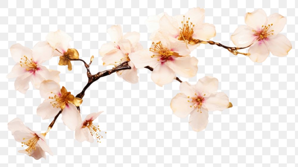 PNG Ink gold cherry blossom flower petal plant. AI generated Image by rawpixel.