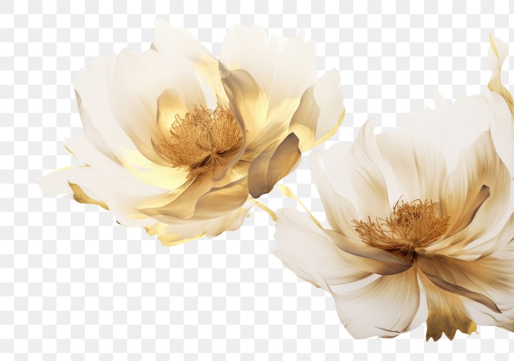 PNG Ink gold peonies blossom flower petal. 