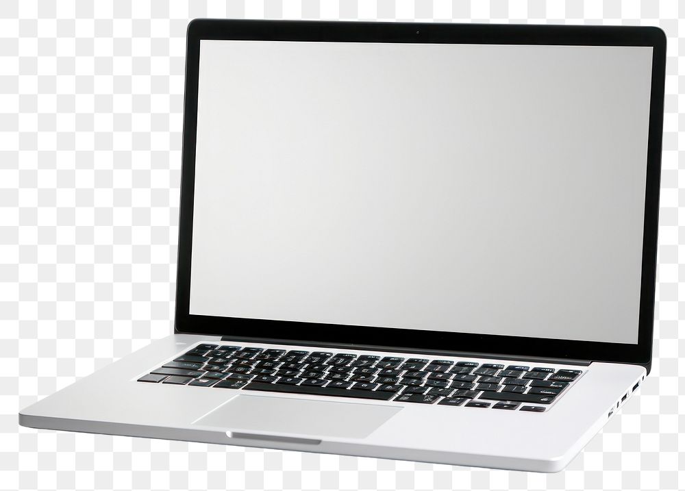 PNG  Laptop side view computer screen white background.