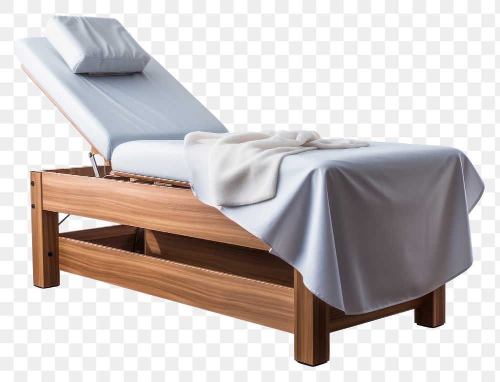 PNG Massage bed furniture white background comfortable.