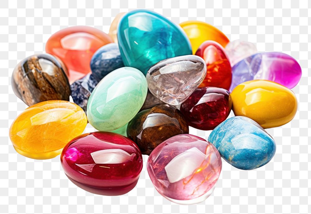 PNG  Polished gems gemstone jewelry pill.