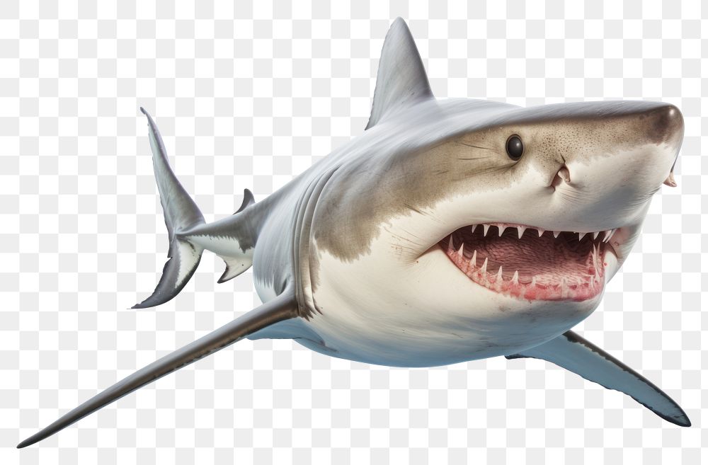 PNG  Shark animal fish white background.