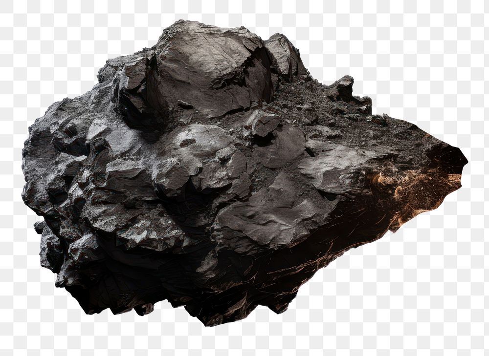 PNG Black meteor rock white background splattered. 