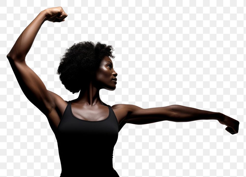 PNG Black fit woman stretching dancing adult. AI generated Image by rawpixel.
