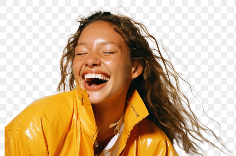 PNG  Laughing happiness enjoyment hairstyle.