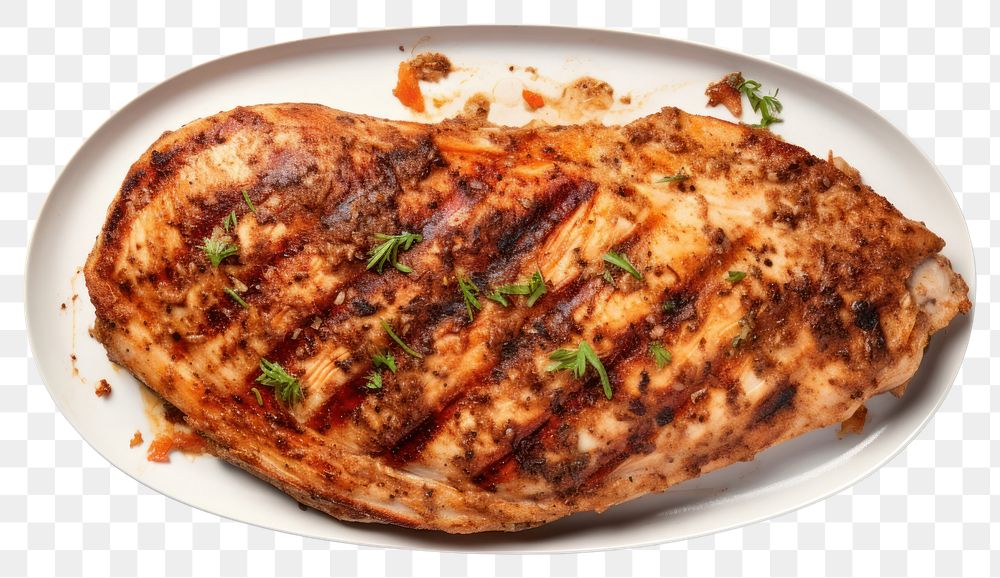 PNG Broiled seasoned Chicken steak meat food pork.