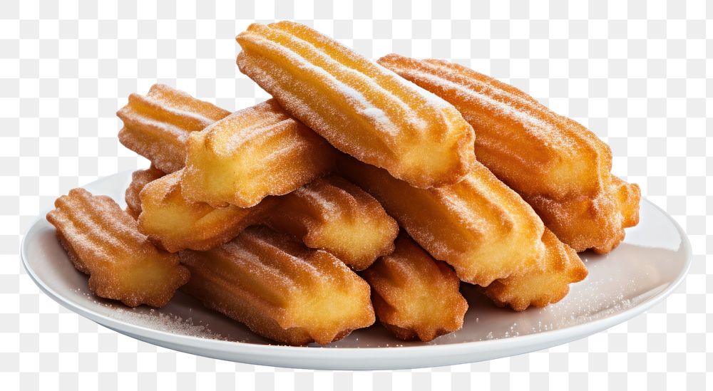 PNG  Churros dessert pastry plate.