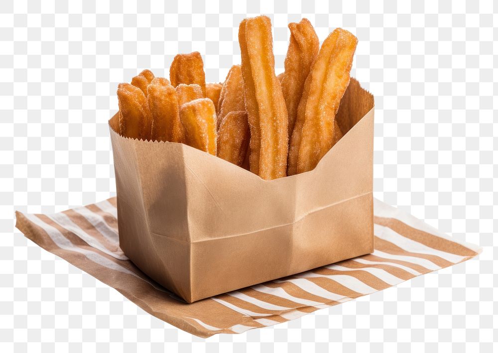 PNG  Churros paper food white background.