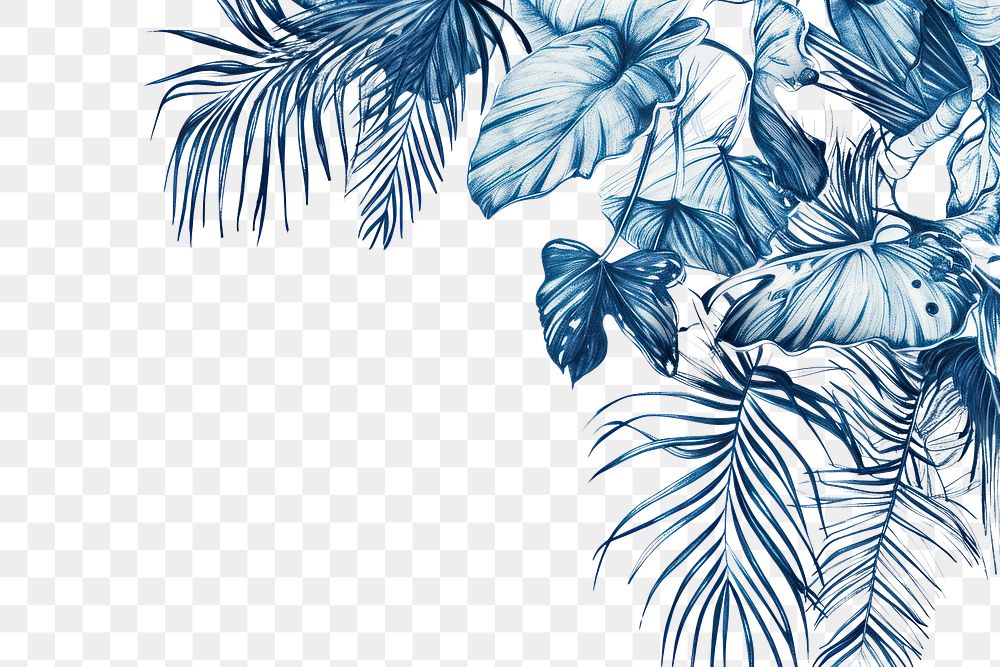 PNG  Vintage drawing minimal tropical leaves no background backgrounds pattern nature.