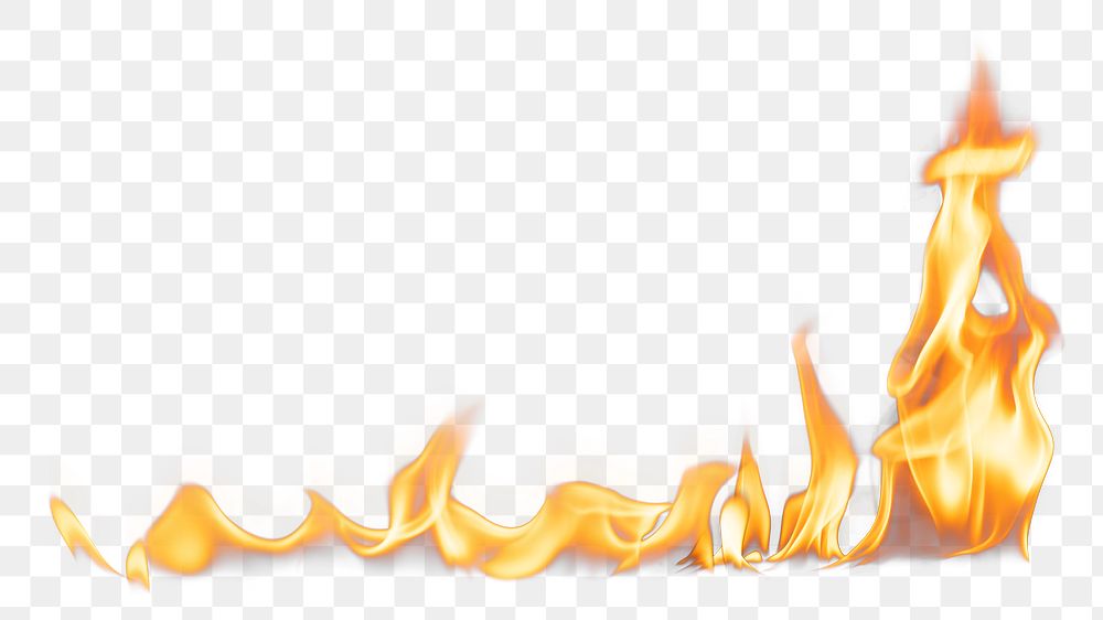 Burning flame png border, realistic fire transparent image